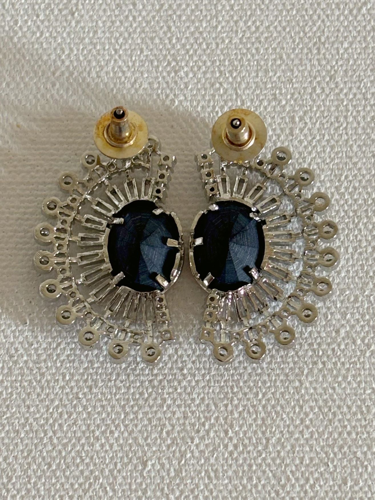 Shop women's luxury black stone AD ear cuffs online. Shop from an exclusive range of zircon earrings, bridal AD jewelry, silver plated earrings, rhodium plated jewellery, AD earrings, AD necklace sets for weddings, engagements and parties. -back