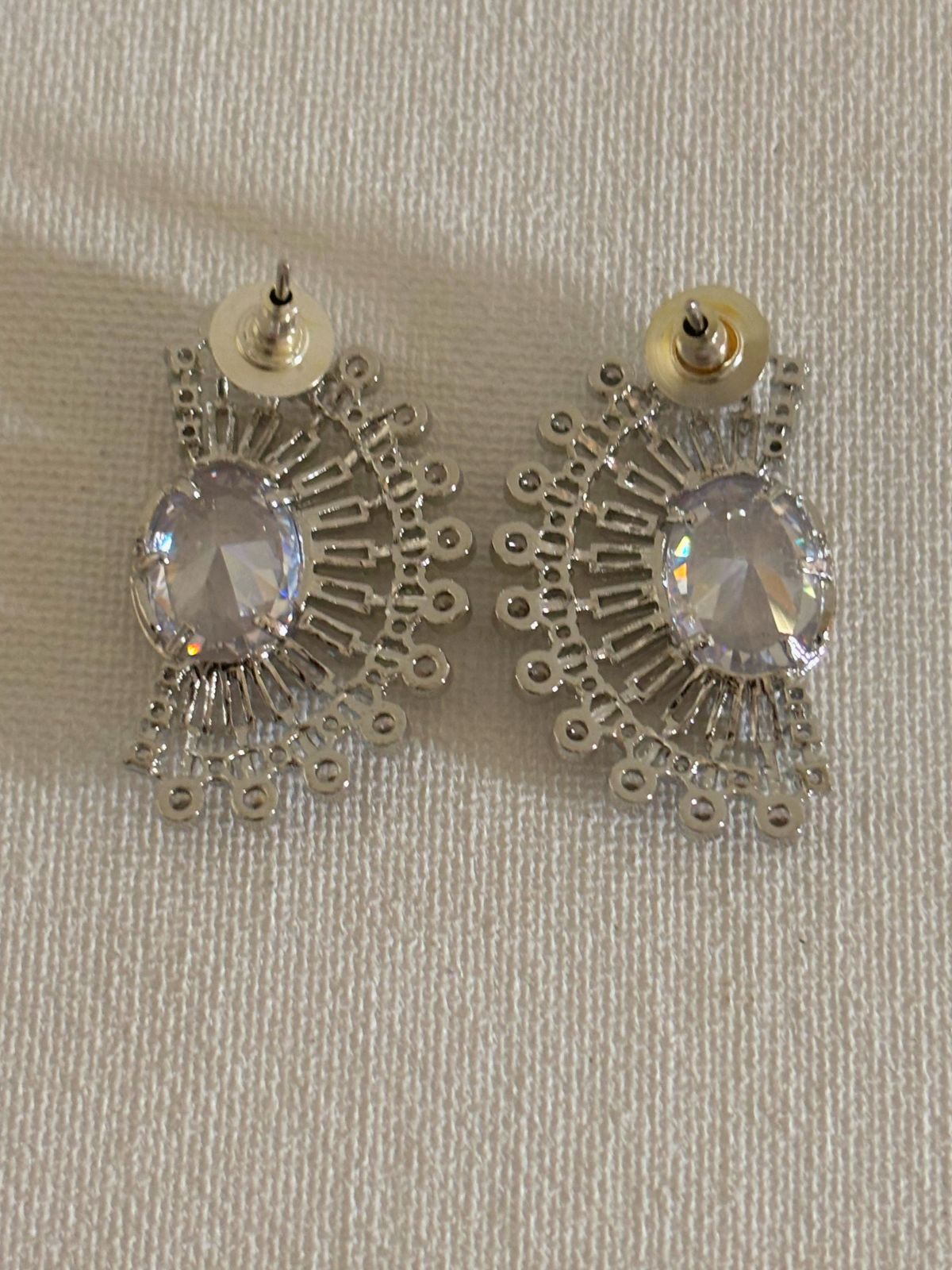 Shop women's luxury white stone AD ear cuffs online. Shop from an exclusive range of zircon earrings, bridal AD jewelry, silver plated earrings, rhodium plated jewellery, AD earrings, AD necklace sets for weddings, engagements and parties. -back