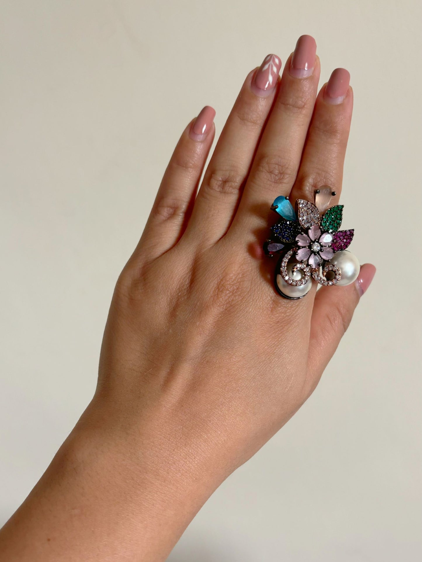 RG25A007 Adjustable Multicolored Nano Setting Stone AD Ring