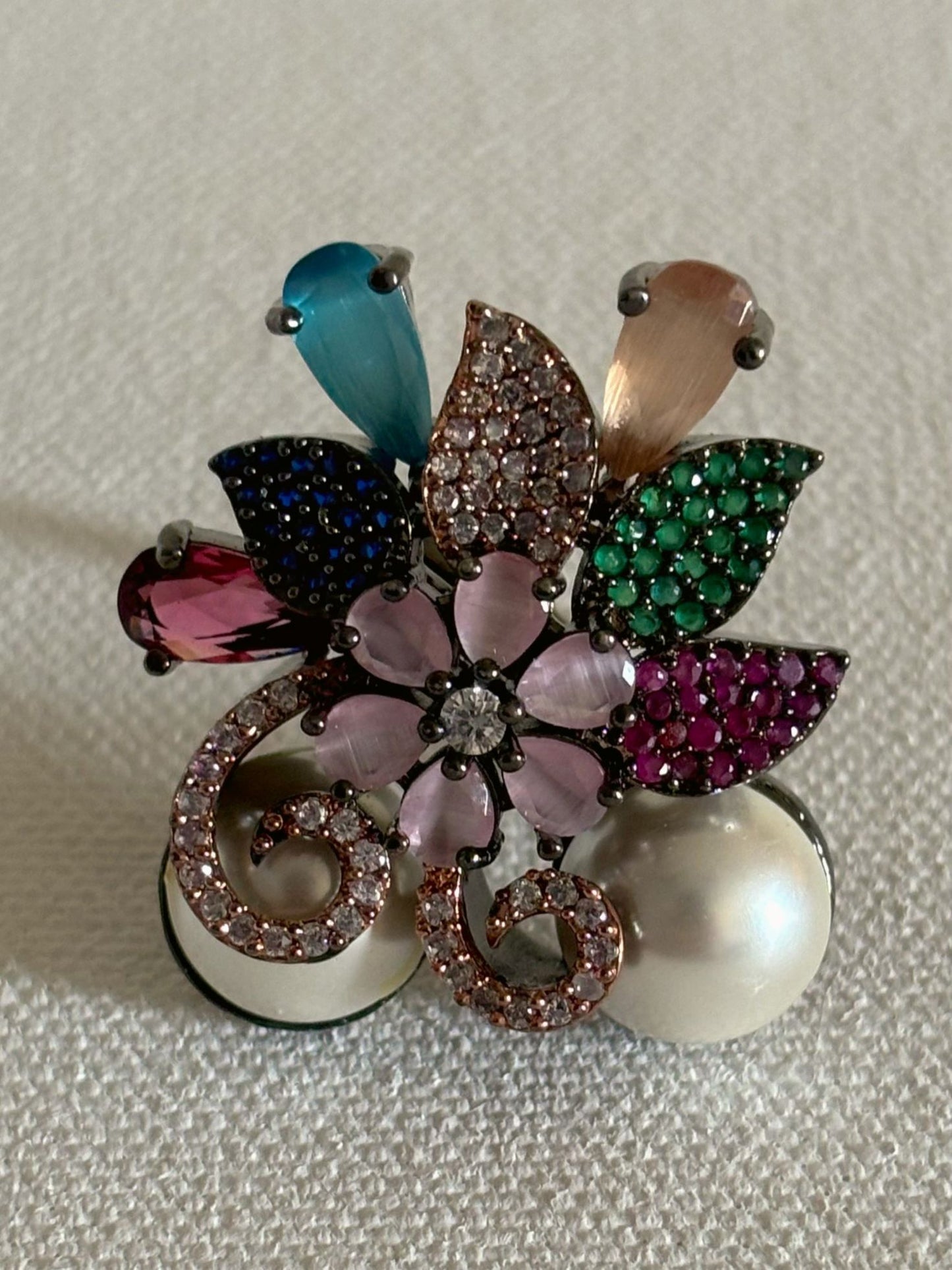 RG25A007 Adjustable Multicolored Nano Setting Stone AD Ring