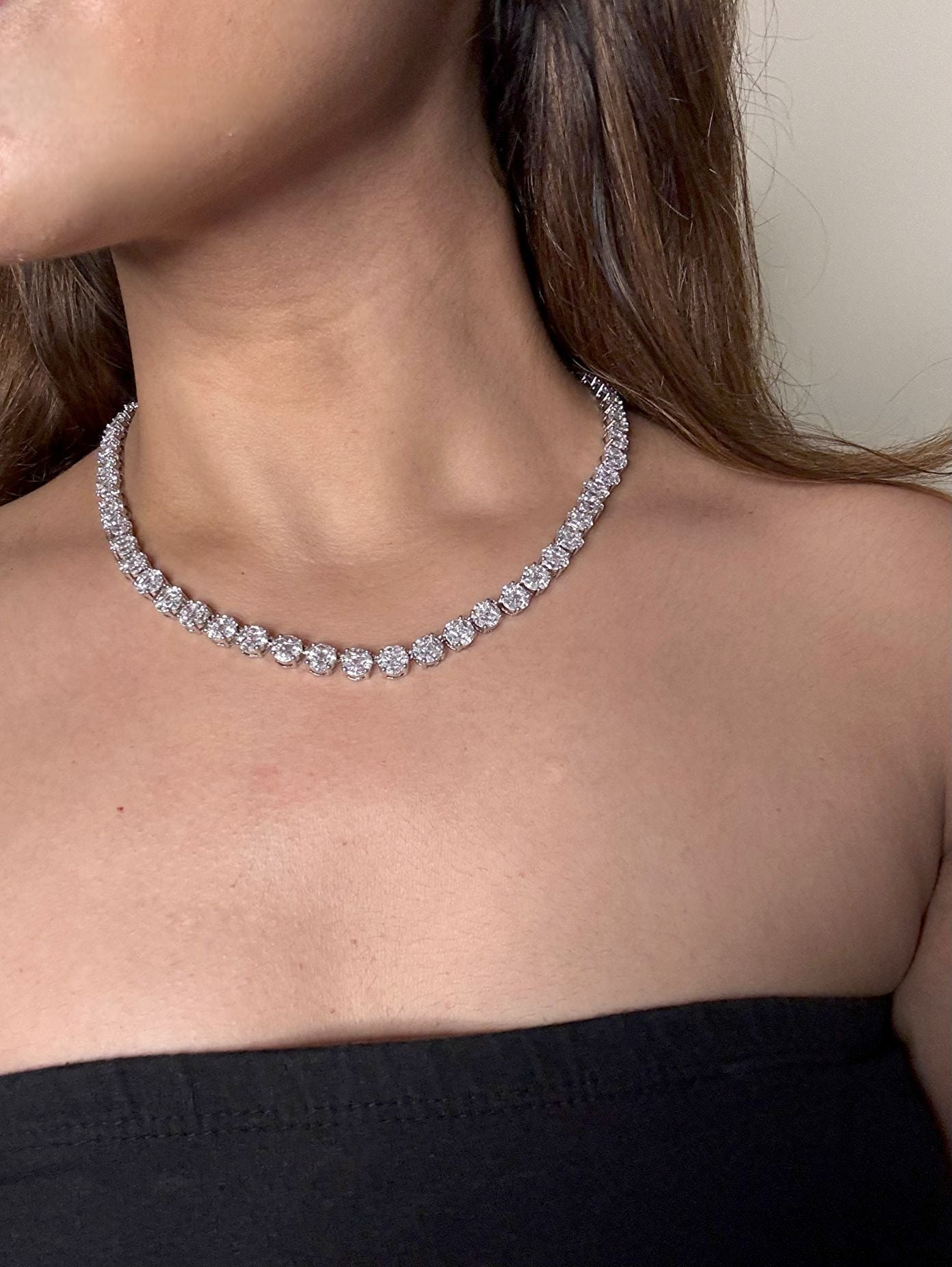 Shop Premium Diamond Look Solitaire String in AD online in India. Explore elegant bridal AD jewellery online. Shop premium bridal jewellery sets in Zircon, AD, Kundan, Victorian Diamond. Collection best suited for Indian weddings, parties and special occasions. Choose Diamond AD strings for sarees, lehengas and coats. -side