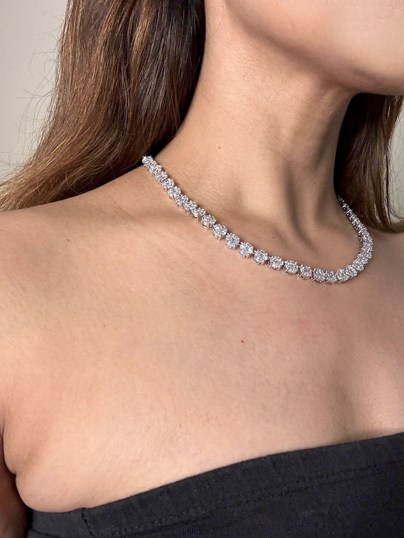 Shop Premium Diamond Look Solitaire String in AD online in India. Explore elegant bridal AD jewellery online. Shop premium bridal jewellery sets in Zircon, AD, Kundan, Victorian Diamond. Collection best suited for Indian weddings, parties and special occasions. Choose Diamond AD strings for sarees, lehengas and coats. -left