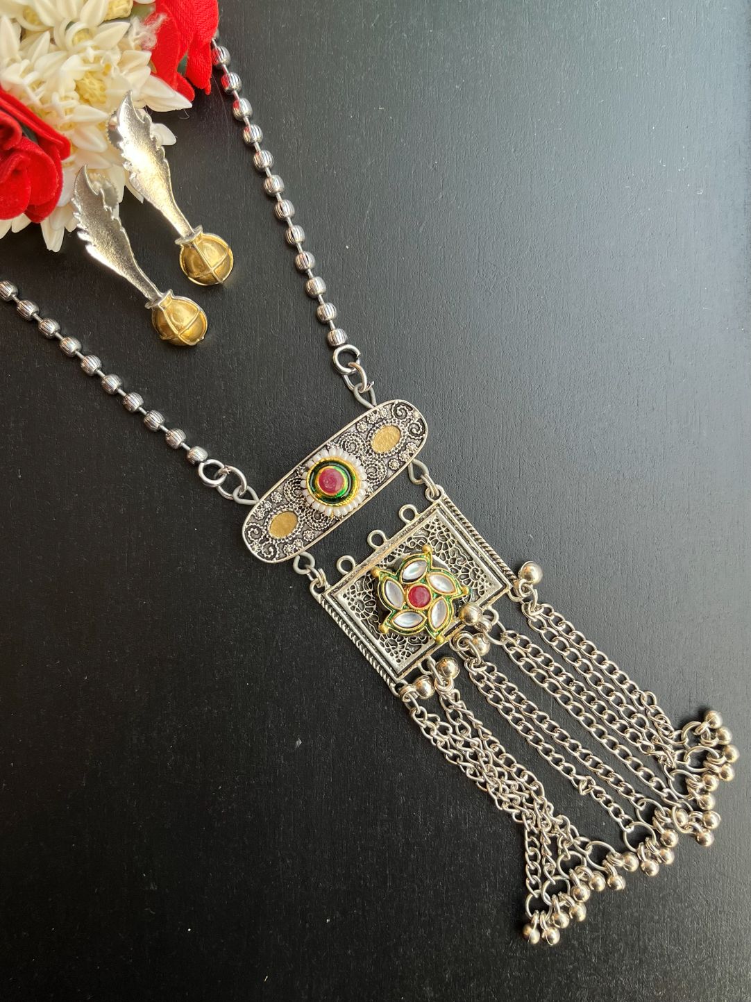 Buy Sumira Long Silver Oxidised Necklace In Earrings online in India. Shop an exclusive range of oxidized jewellery for daily wearing and office wearing.