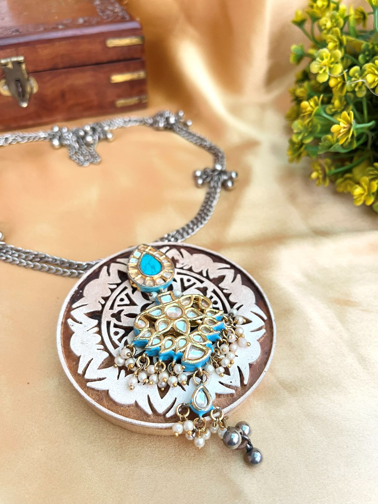 Buy Wooden Pakhaa Oxidized Ghungroo Necklace online in India. Shop an exclusive range of oxidized jewellery for daily wearing and office wearing. -front