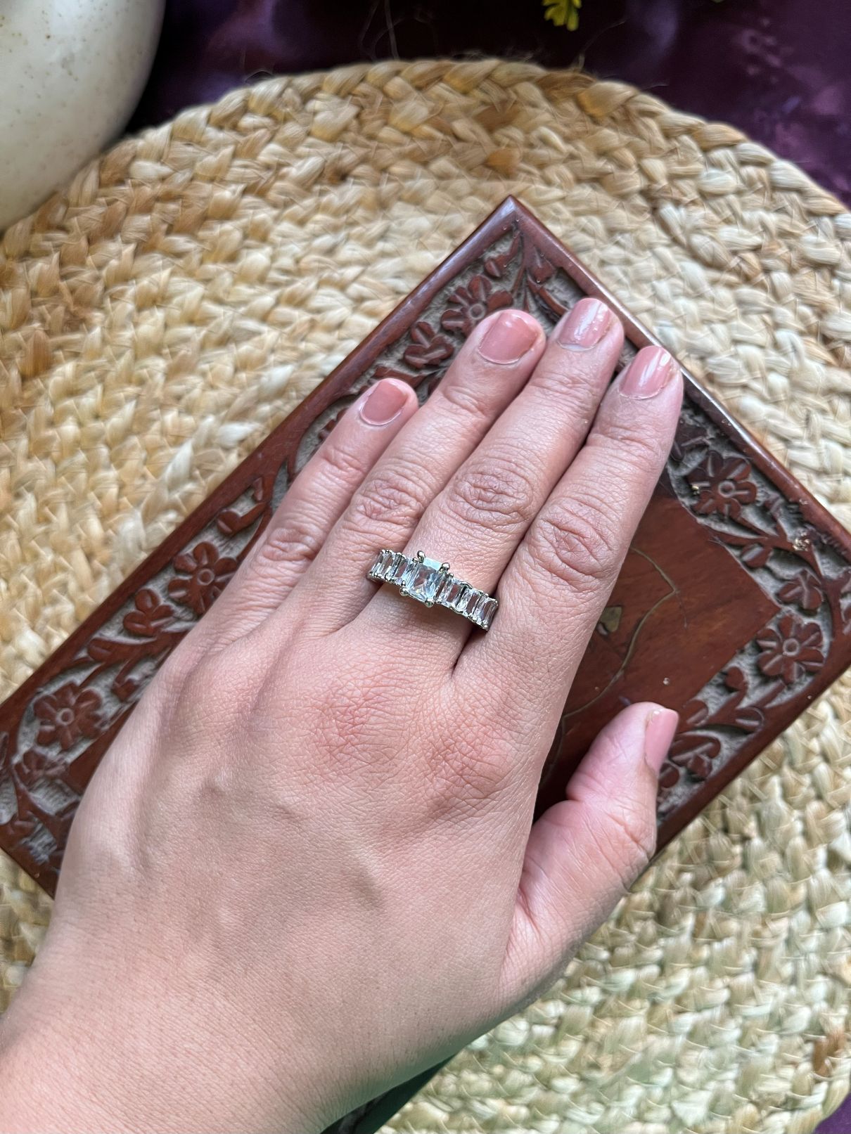 Shop Baguette AD Stone Sleek Ring online in India. Shop from an exclusive range of zircon jewellery, AD bridal wedding jewellery, AD rings & AD earrings.