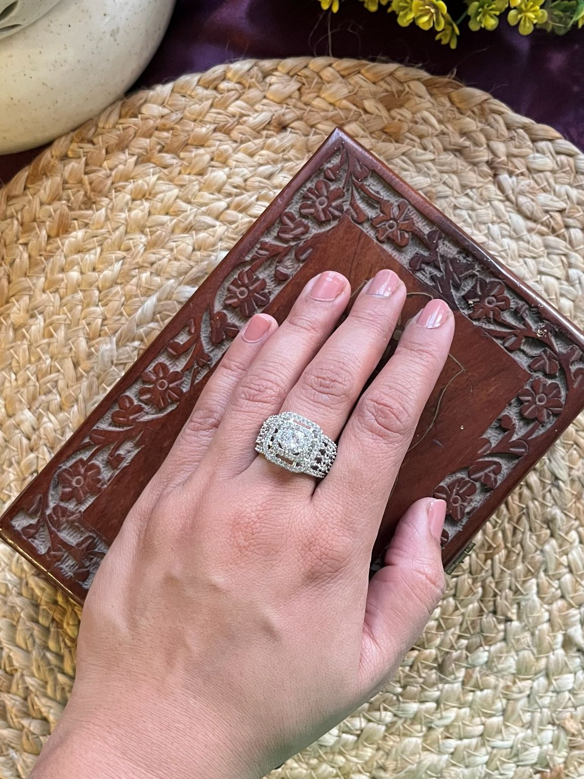 Shop Tiffany Solitaire Look AD Stone Engagement Ring online in India. Shop from an exclusive range of zircon jewellery, AD bridal wedding jewellery, AD rings & AD earrings.