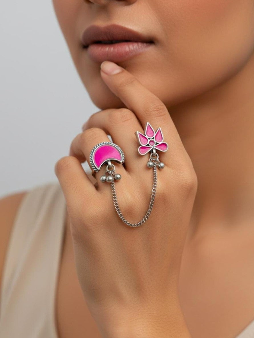 Buy Gaurika Silver Oixidsed Afghani Double Finger Glass Ring online in India. Shop from an exclusive range of oxidised jewellery, oxidised earrings, oxidised rings in affordable price.