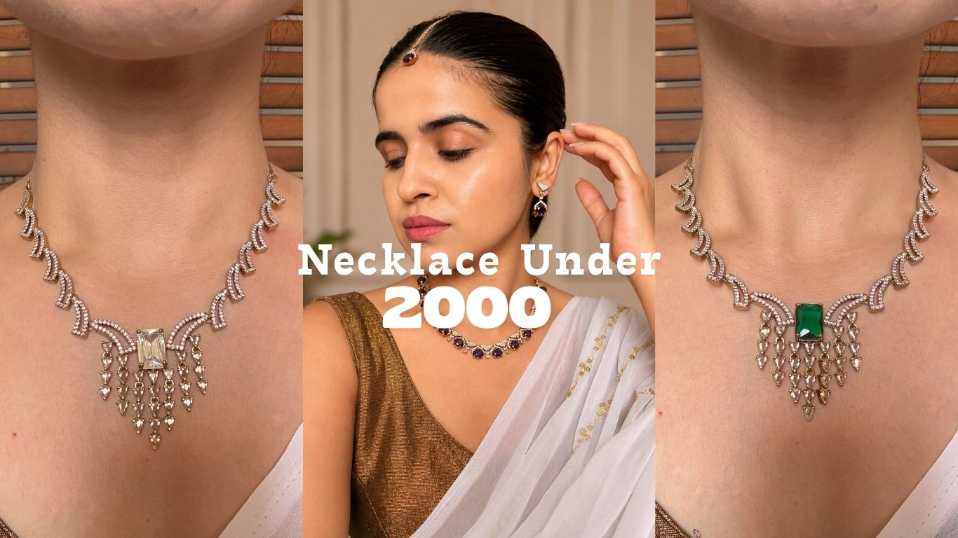 Shop necklace under 2000 for weddings, special occasions, parties and more in AD, Kundan & CZ online in India. 