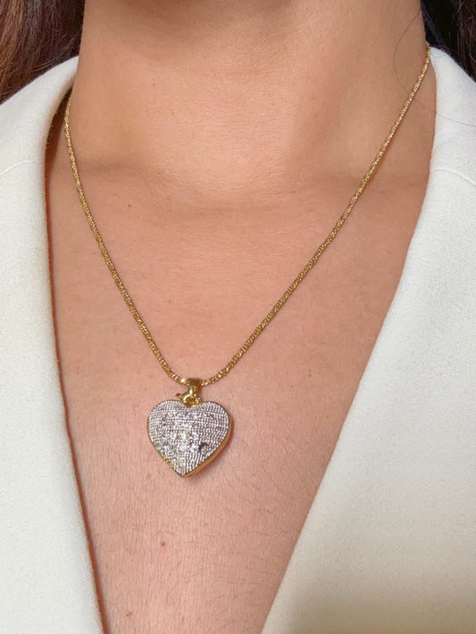 Shop AD heart shape pendant with chain online in India. Shop an exclusive range of zircon jewellery, Indian wedding jewelry, kundan jewellery, AD earrings, AD necklace.-full view