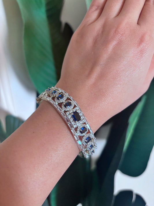 Shop Royal Gleam Statement AD Bracelet In Blue online in India. Shop from an exclusive range of zircon jewellery, bridal wedding jewellery, AD rings & bracelets. -first