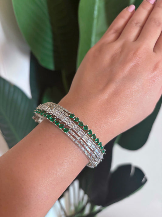 Buy Priyam AD Silver Polish Bracelet In Green online in India. Shop from an exclusive range of zircon jewellery, bridal wedding jewellery, AD rings & bracelets. -first