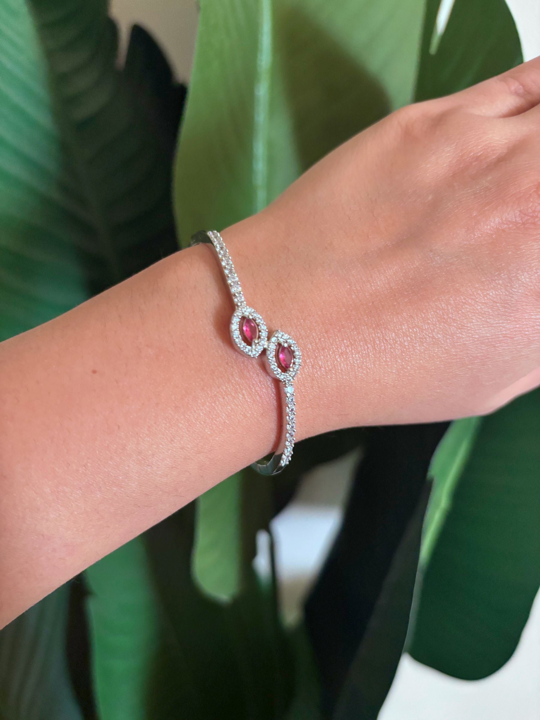 Buy Hrida Delicate AD Bracelet In Silver Polish online in India. Shop from an exclusive range of zircon jewellery, bridal wedding jewellery, AD rings & bracelets.  -first