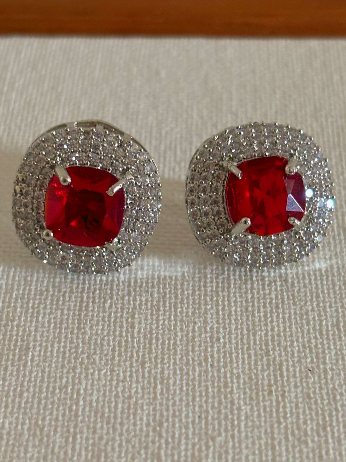 Shop AD jewellery online in India and US. Shop AD jewellery for sarees, lehengas, gowns & indo westerns. Bridal sets in AD, AD jewellery in red stone, AD bracelets in red stone available online.-Front