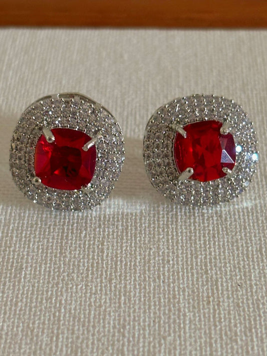 Shop AD jewellery online in India and US. Shop AD jewellery for sarees, lehengas, gowns & indo westerns. Bridal sets in AD, AD jewellery in red stone, AD bracelets in red stone available online.-Front