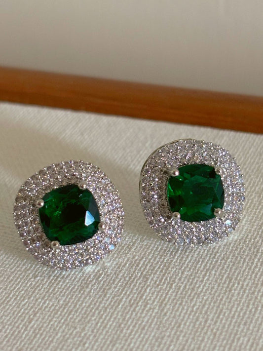 Shop AD jewellery online in India and US. Shop AD jewellery for sarees, lehengas, gowns & indo westerns. Bridal sets in AD, AD jewellery in green stone, AD bracelets in green stone available online. Buy AD studs in green stone online. -Front