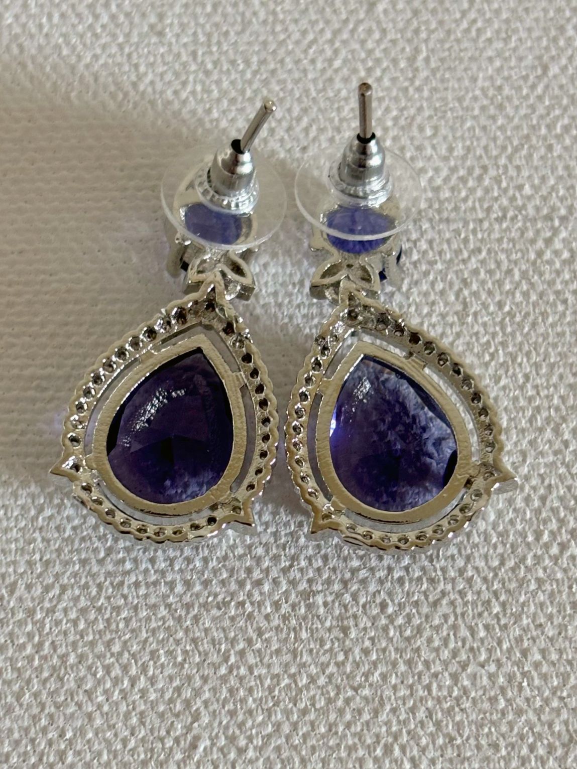 Shop Celebrity Look Purple Doublet Stone AD Earrings online. Shop from an exclusive range of bridal AD jewelry, diamond look jewellery, AD necklace sets.-back