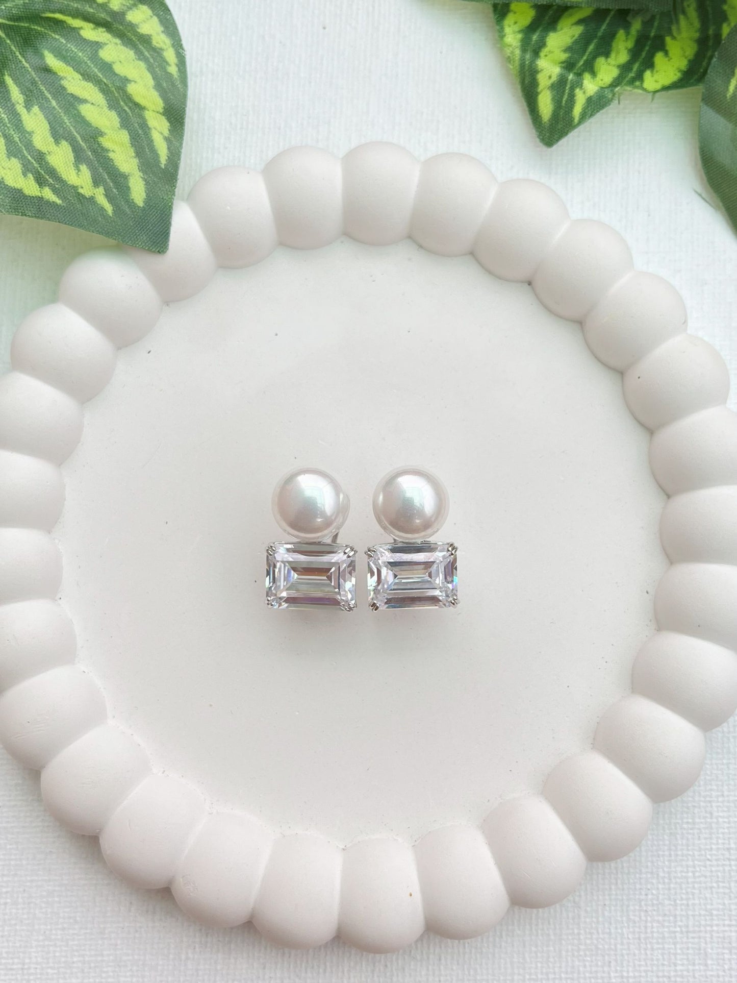 Buy CZ Stone Pearl Drop Earrings online in India. Shop AD earrings, bridal AD jewelry, AD necklace sets for weddings, engagements and parties.  