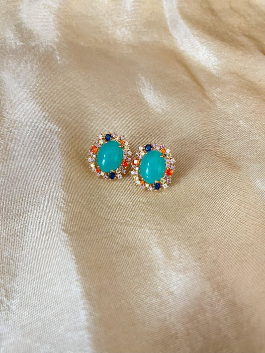 ER25A080 Meher Turquoise Stud Earrings Multicolored