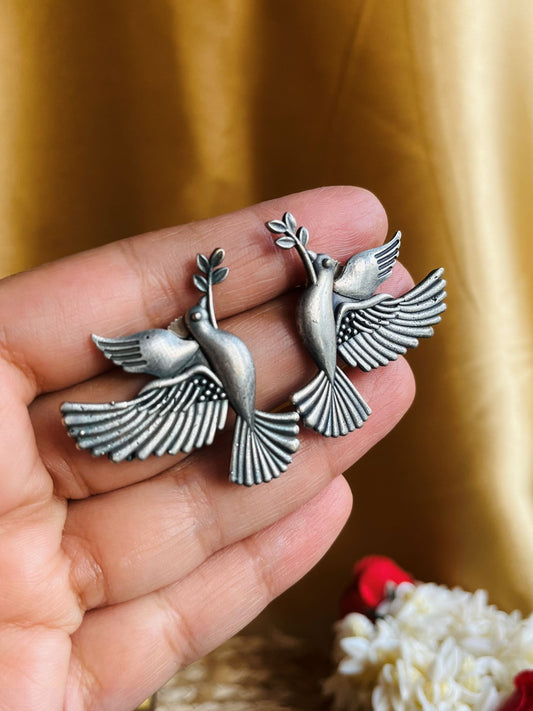 Buy Chiya Bird Motive Antique Silver Earrings online in India. Shop oxidized jewellery for festivals and office and daily wearing in affordable range.