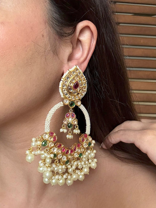 Shop Sonam Pure Brass Heavy Meenakari Chandbaali In Kundan online in India. Shop from an exclusive range of CZ jewellery, gold plated, silver, mehendi polish earrings. -first