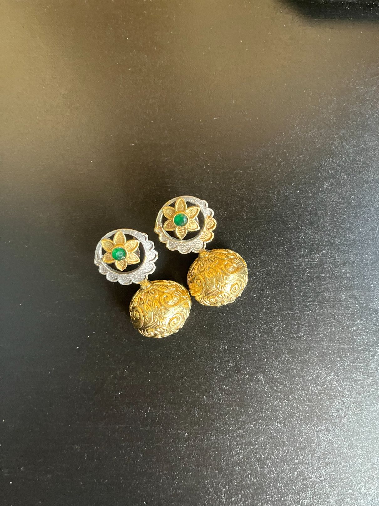 Buy Brass Gumbad Antique Polish Two Tone Earrings In Green online in India. Shop oxidized jewellery for festivals and office and daily wearing in affordable range.