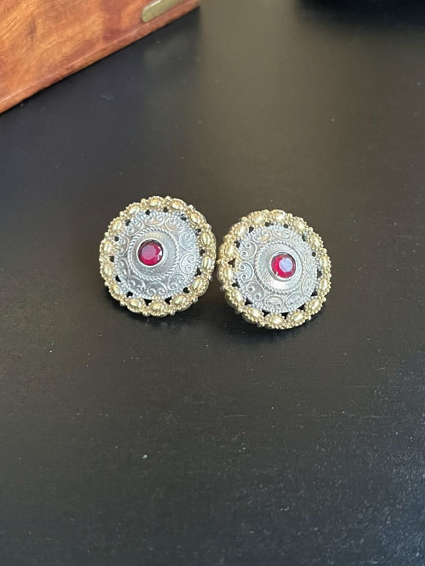 Buy Aarna Dual Tone Antique Look Red Stud Earrings online in India. Shop oxidized jewellery for festivals and office and daily wearing in affordable range.