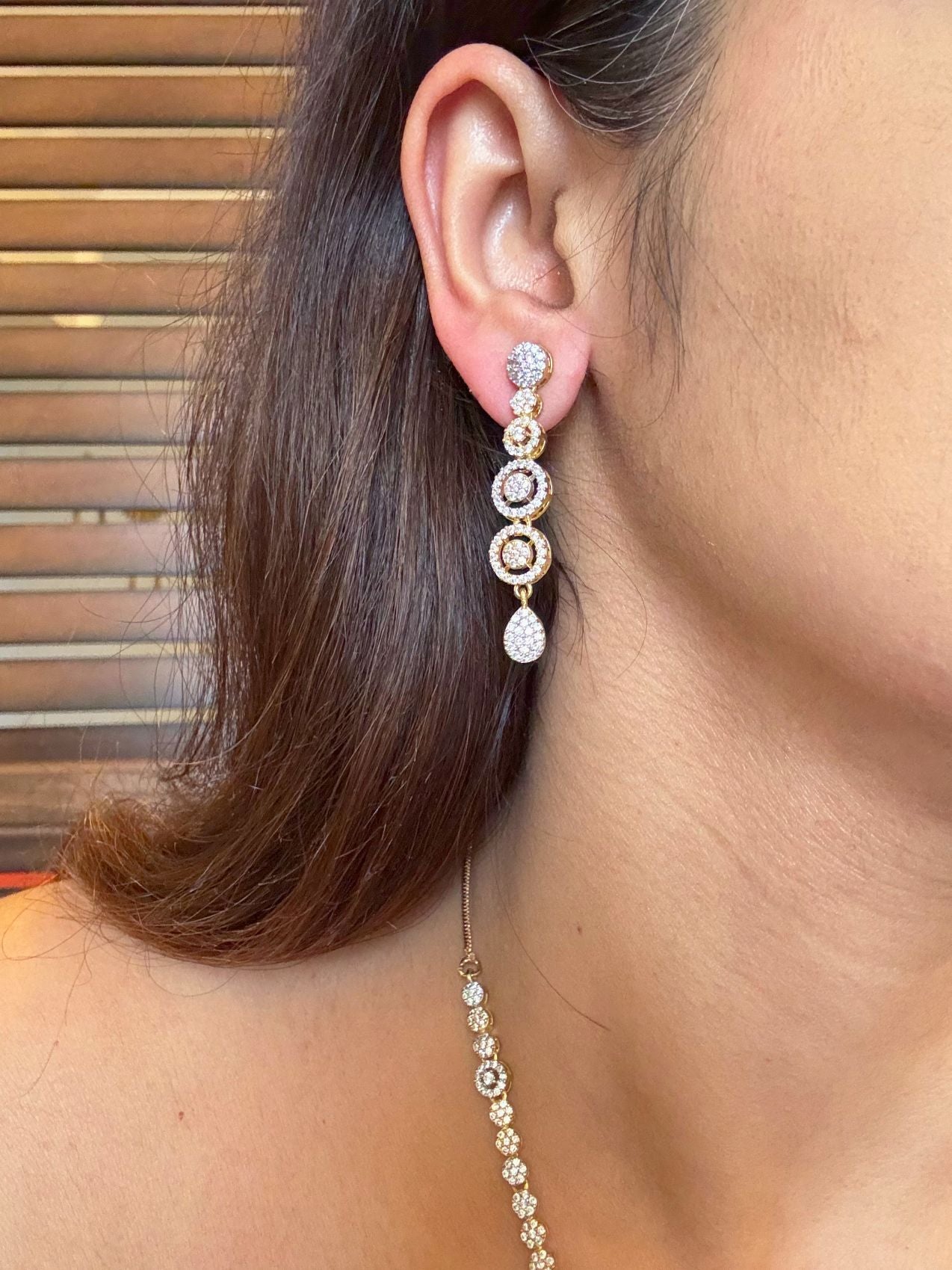 Shop Festive Light Party Set In Gold & Rhodium Plating online in India. Explore bridal AD jewellery online. Premium bridal jewellery sets in Zircon, AD, Kundan, Victorian Diamond. -second