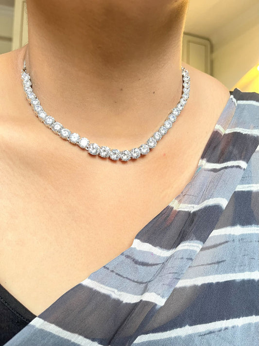 Shop Elizabeth Solitaire String In AD Stones online in India. Explore elegant bridal AD jewellery online. Shop premium bridal jewellery sets in Zircon, AD, Kundan, Victorian Diamond. Collection best suited for Indian weddings, parties and special occasions. Buy solitaire string sets for sarees, lehengas and gowns. -side