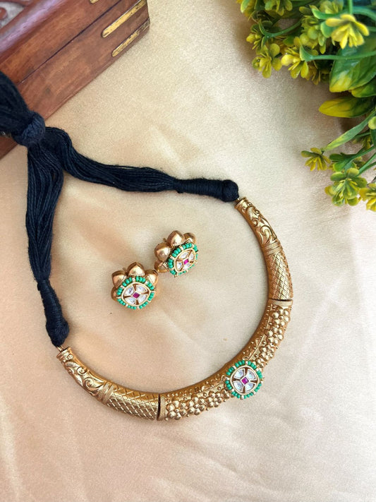 Buy Oxidized Gold Hasli With Studs Earrings online in India with earrings. Shop an exclusive range of oxidized jewellery for daily wearing and office wearing in affordable range. Below 500, 1000, 2000. -front