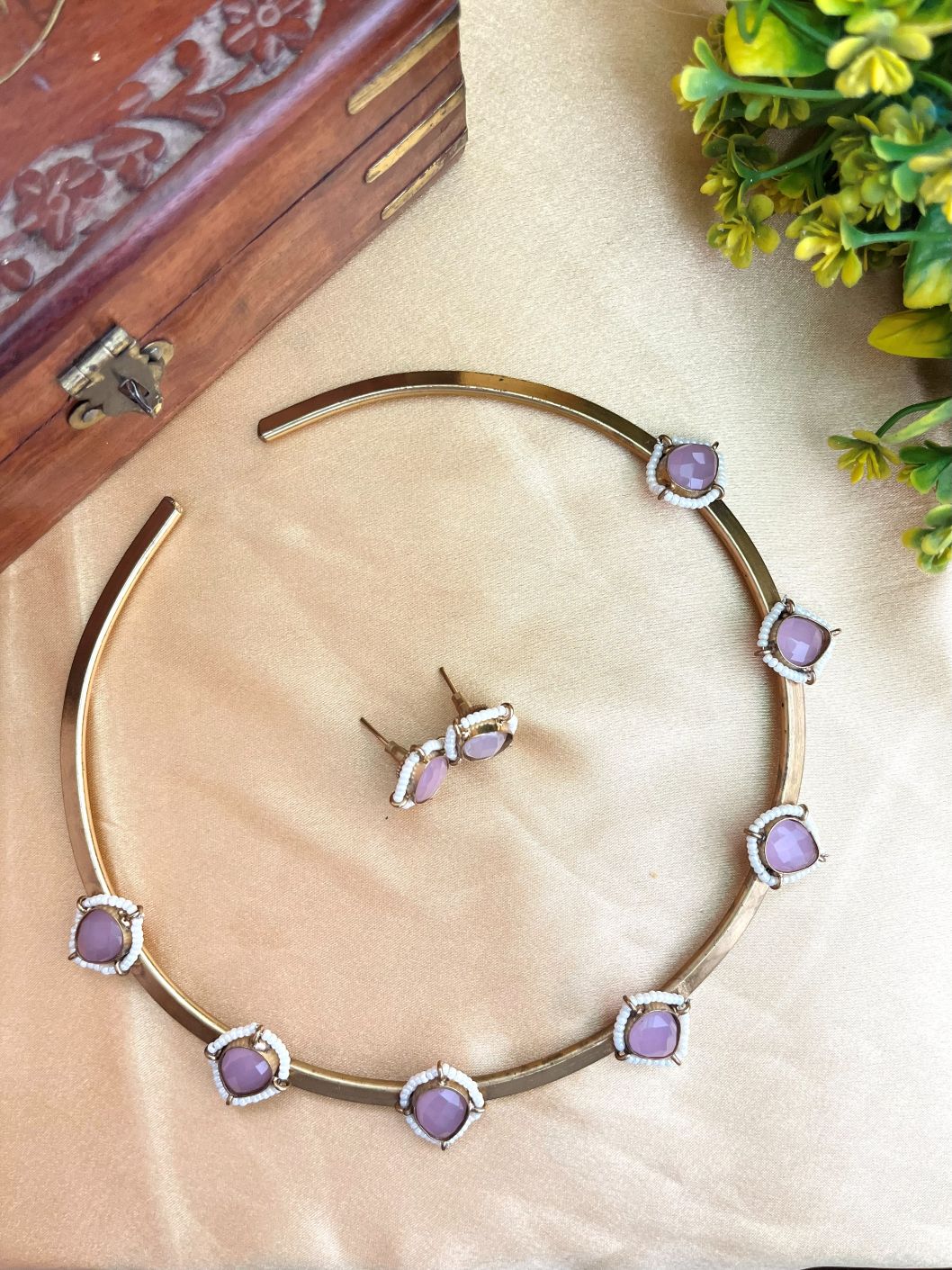 Buy Gold Polish Oxidized Hasli With Studs Earrings online in India with earrings. Shop an exclusive range of oxidized jewellery for daily wearing and office wearing in affordable range. Below 500, 1000, 2000.- front