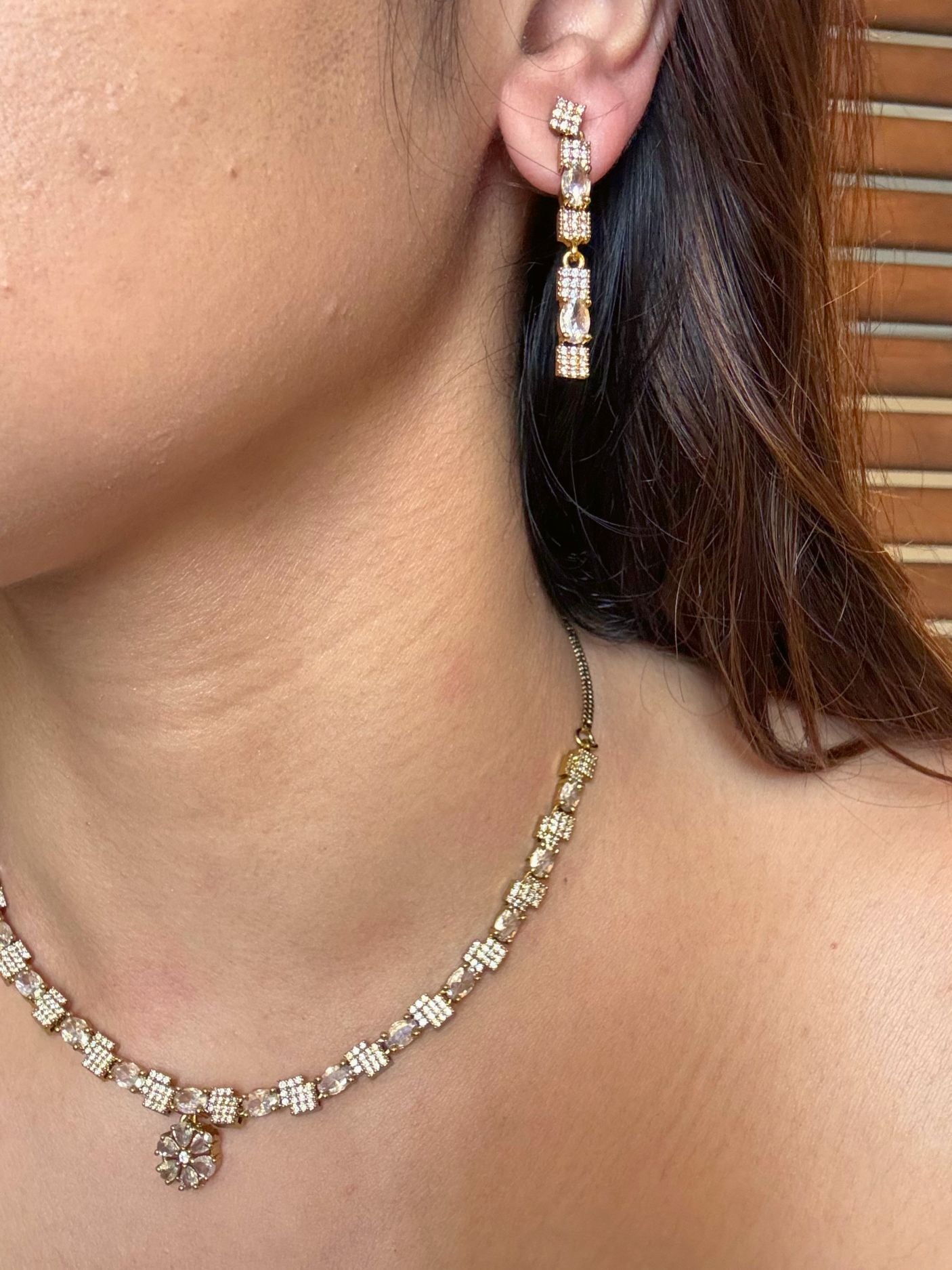 Buy Akira AD Antique Polish Necklace In White online in India. Shop from an exclusive range of CZ jewellery, moissanite jewellery, AD necklace, Kundan necklace for weddings. -second
