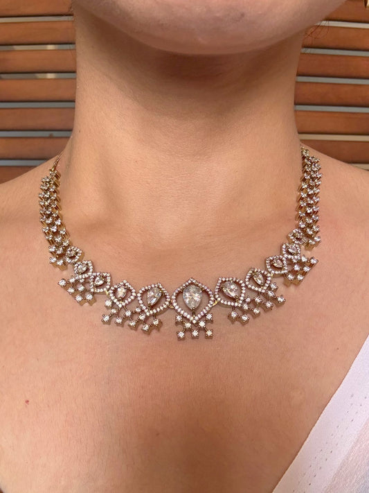 Buy Eiravati Elegant AD Necklace In White online in India. Shop from an exclusive range of jewellery, AD necklace, Kundan necklace for weddings. -front