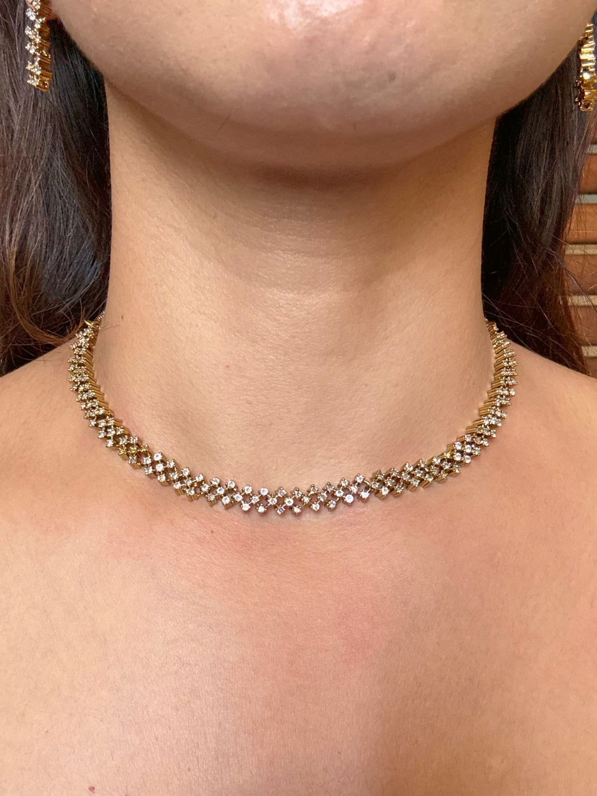 Buy Niharika Delicate AD Stones String Necklace online in India. Shop from an exclusive range of moissanite jewellery, AD necklace, Kundan necklace for weddings. -front