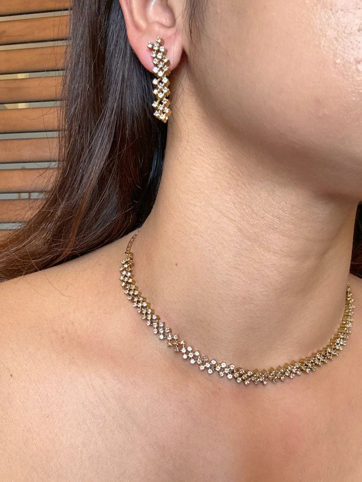 Buy Niharika Delicate AD Stones String Necklace online in India. Shop from an exclusive range of moissanite jewellery, AD necklace, Kundan necklace for weddings. -side
