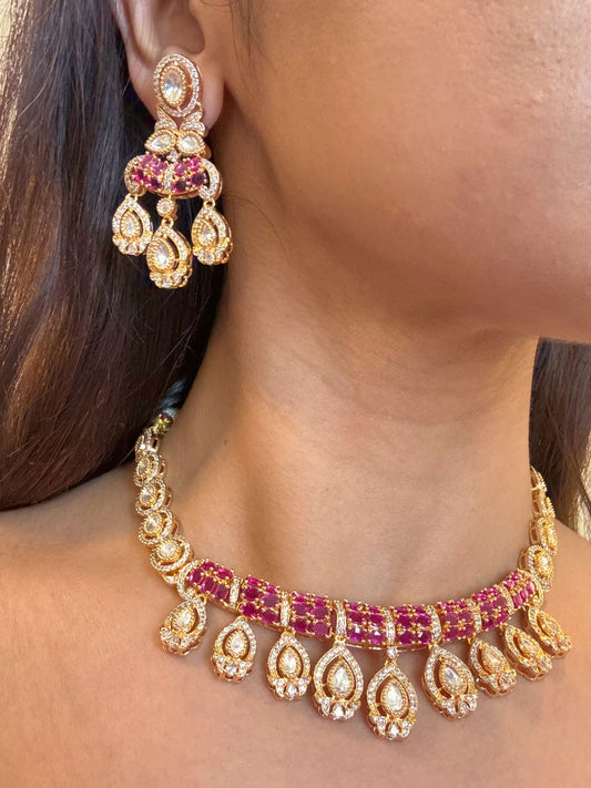 Buy Gold Plated Pink Stone Kundan Bridal Necklace Set online in India. Shop from an exclusive range of jewellery, AD necklace, Kundan necklace for weddings. -first