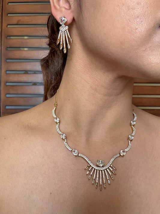 Buy Meher Starlight Pendant Style AD Necklace online in India. Shop from an exclusive range of jewellery, AD necklace, Kundan necklace for weddings. -side
