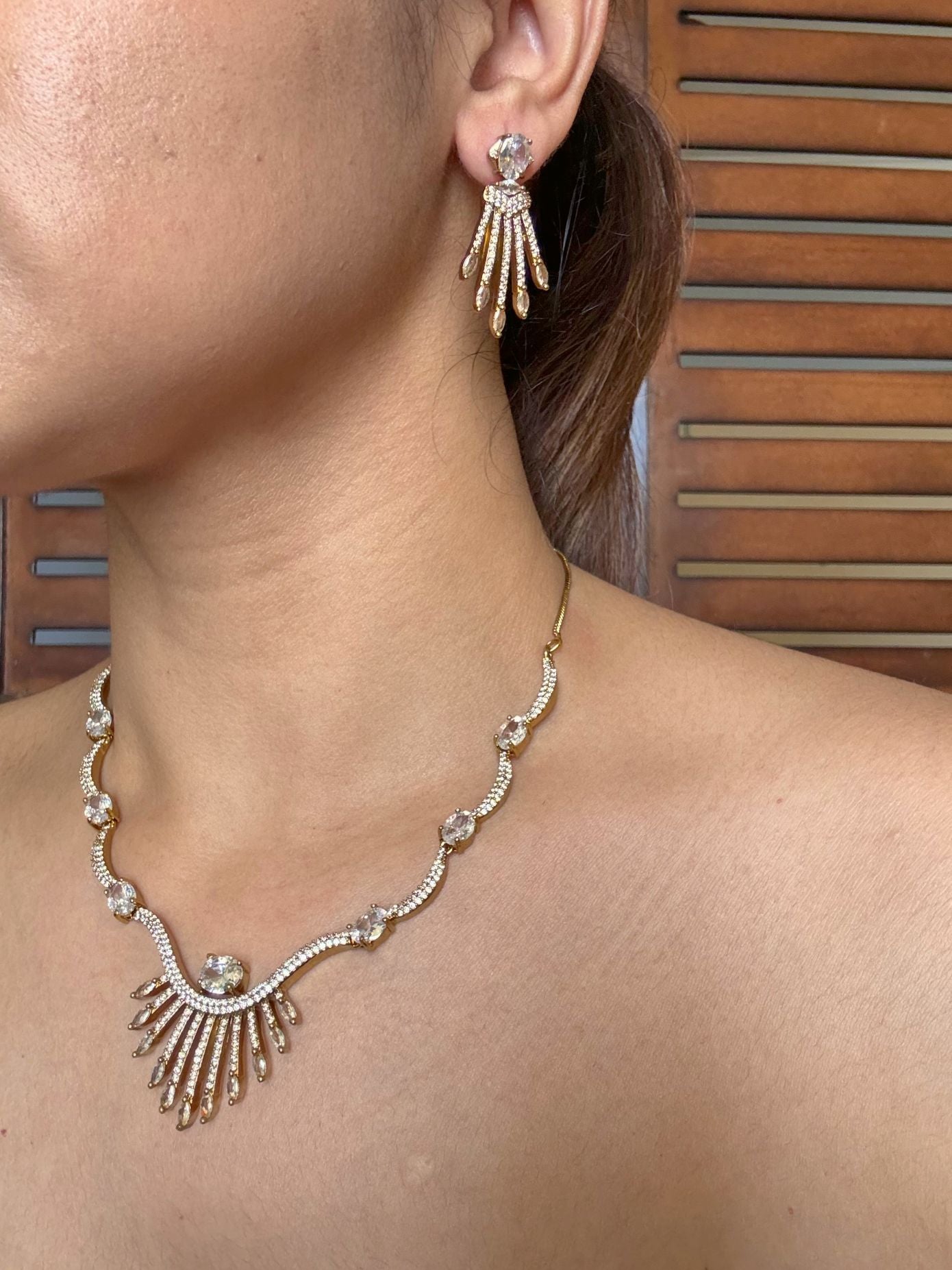 Buy Meher Starlight Pendant Style AD Necklace online in India. Shop from an exclusive range of jewellery, AD necklace, Kundan necklace for weddings. -second