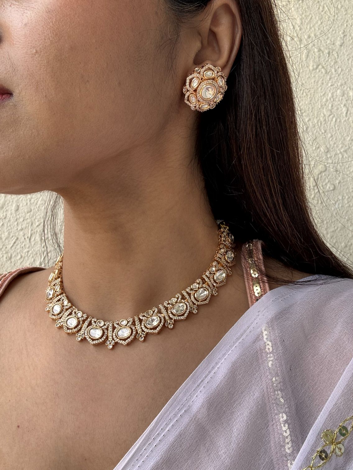 Buy Varnika Royal Kundan Wedding Set With Studs online in India. Shop from an exclusive range of jewellery, AD necklace, Kundan necklace for weddings. -second