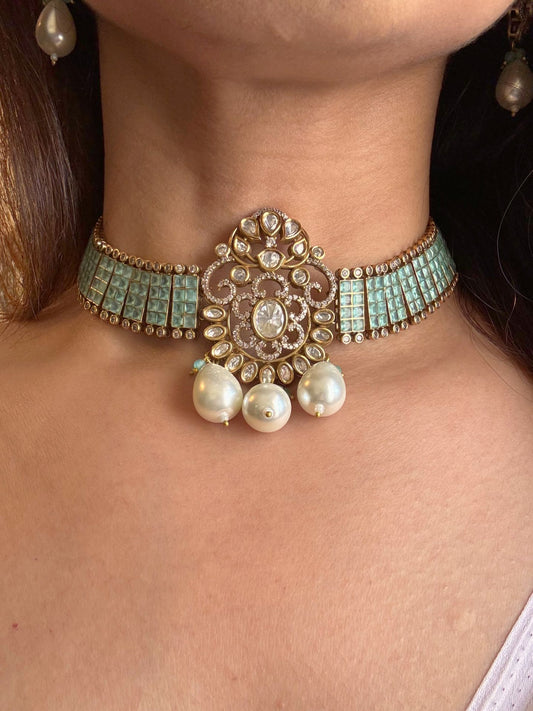 Buy Rajsi Doublet Stone Pearl Premium Kundan Choker Necklace Set online in India. Shop from an exclusive range of jewellery, AD necklace, Kundan necklace for weddings. -first