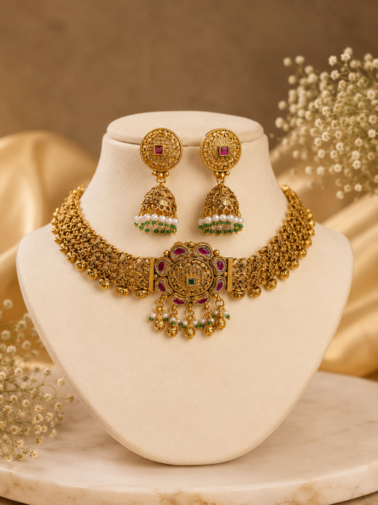 Buy Meher Brass Traditional Gold Imitation Necklace With Jhumkis online in India. Shop from an exclusive range of jewellery, AD necklace, Kundan necklace for weddings. 