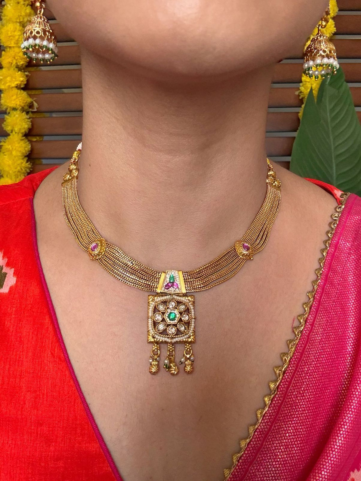 Buy Chandralekha Traditional Gold Chain Necklace Set online in India. Shop from an exclusive range of jewellery, gold imitation necklace, brass necklace for weddings. -first