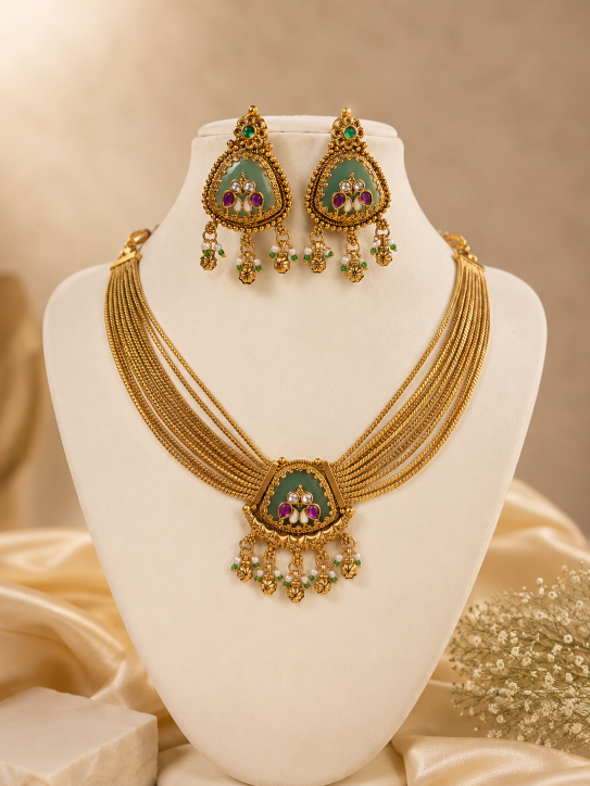 Buy Malti Traditional Gold Chain Necklace With Ghungroo online in India. Shop from an exclusive range of jewellery, gold imitation necklace, brass necklace for weddings. -first