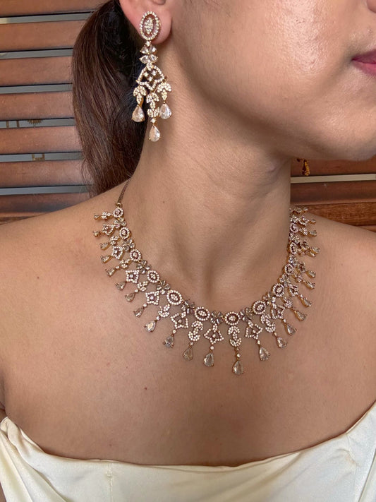 Buy Mehrunisa Crystal Glow AD Necklace In White online in India. Shop from an exclusive range of jewellery, AD necklace, Kundan necklace for weddings. -first