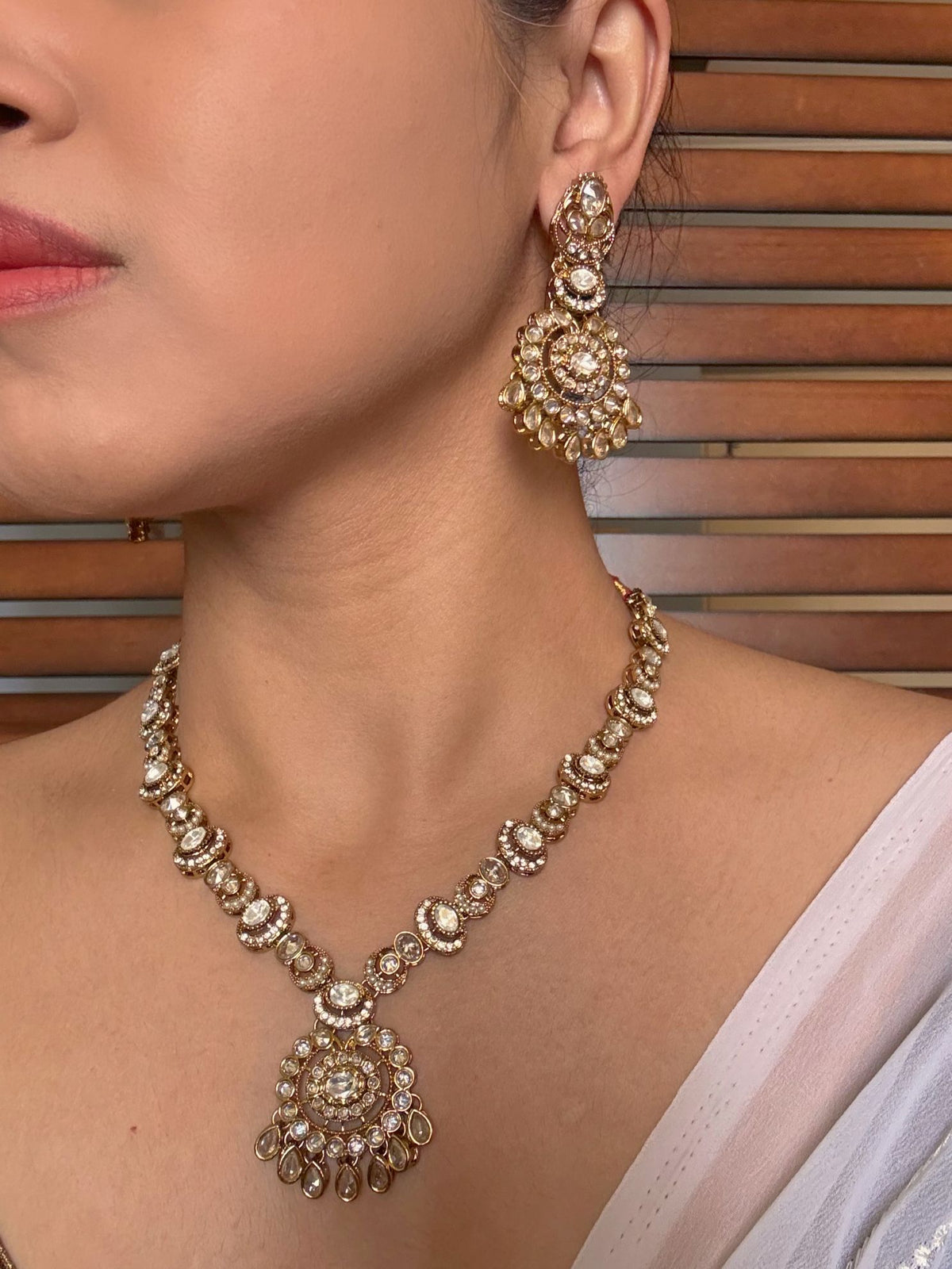 Buy Shivanshi Long Kundan Wedding Set With Tikka online in India. Shop from an exclusive range of jewellery, AD necklace, Kundan necklace for weddings. -second