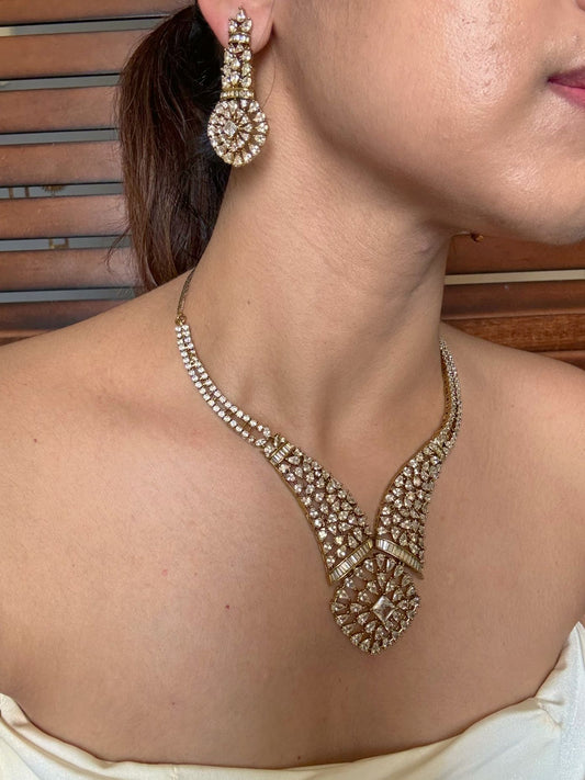 Buy Mrinalini Statement Diamond Look Alike AD Necklace online in India. Shop from an exclusive range of jewellery, AD necklace, Kundan necklace for weddings. -side