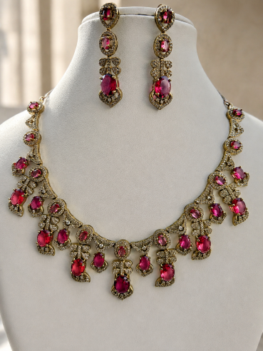 Buy Avni Rose Red Luxe Wedding Necklace online in India. Shop from an exclusive range of jewellery, AD necklace, Kundan necklace for weddings. -first