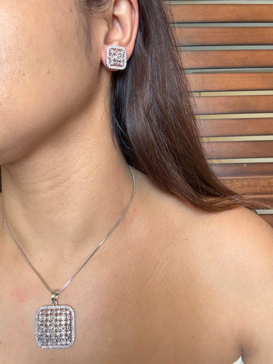 Shop Nayantara Nano Setting AD Pendant Set With Chain Online in India. Pendant sets in different stones like Kundan, Moissanite, CZ stones and AD stones. -first