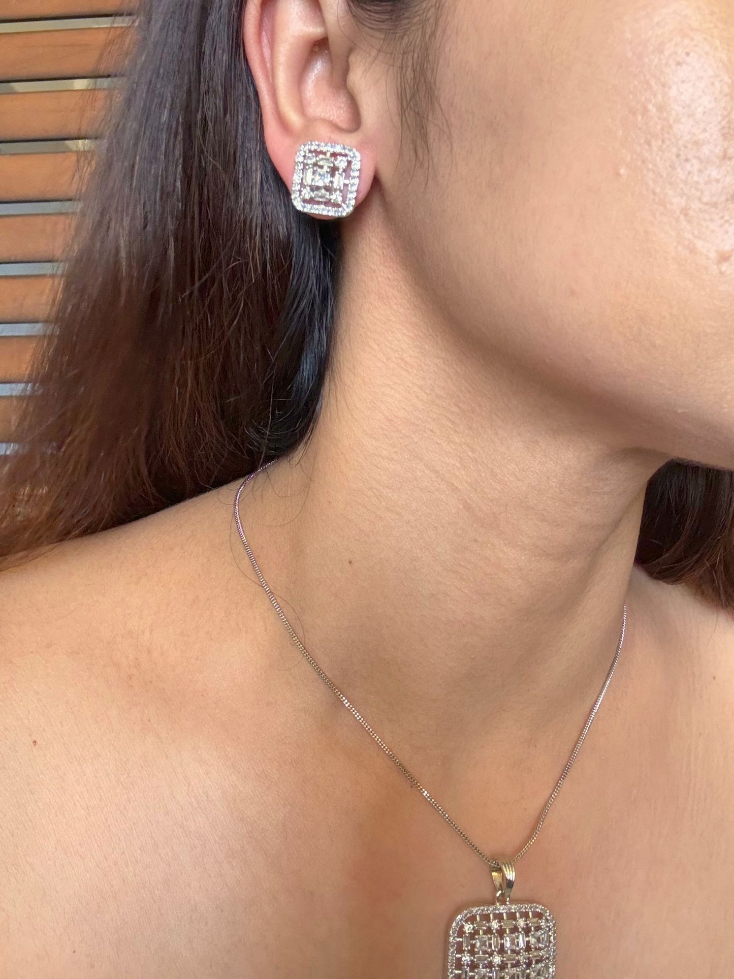 Shop Nayantara Nano Setting AD Pendant Set With Chain Online in India. Pendant sets in different stones like Kundan, Moissanite, CZ stones and AD stones. -second