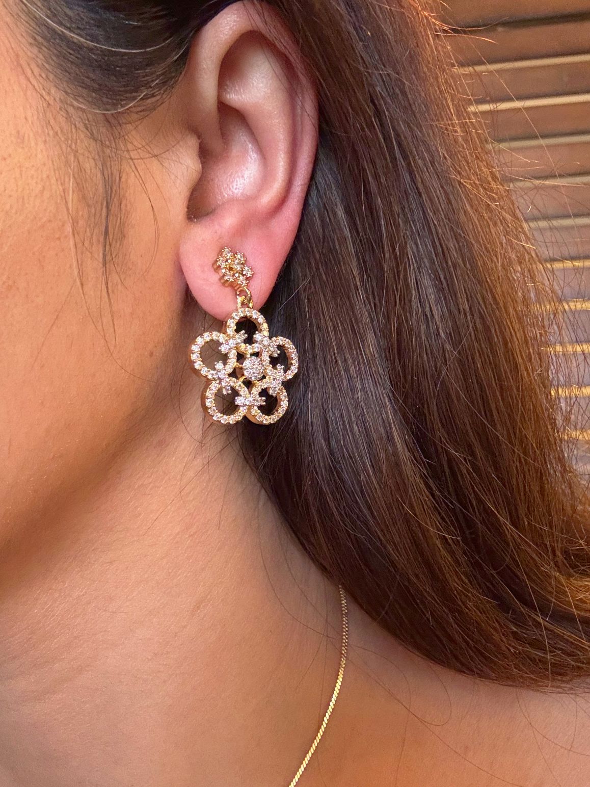 Shop Sunanda Pendant Set With Chain In Gold Polish Online in India. Pendant sets in different stones like Kundan, Moissanite, CZ stones and AD stones. -second