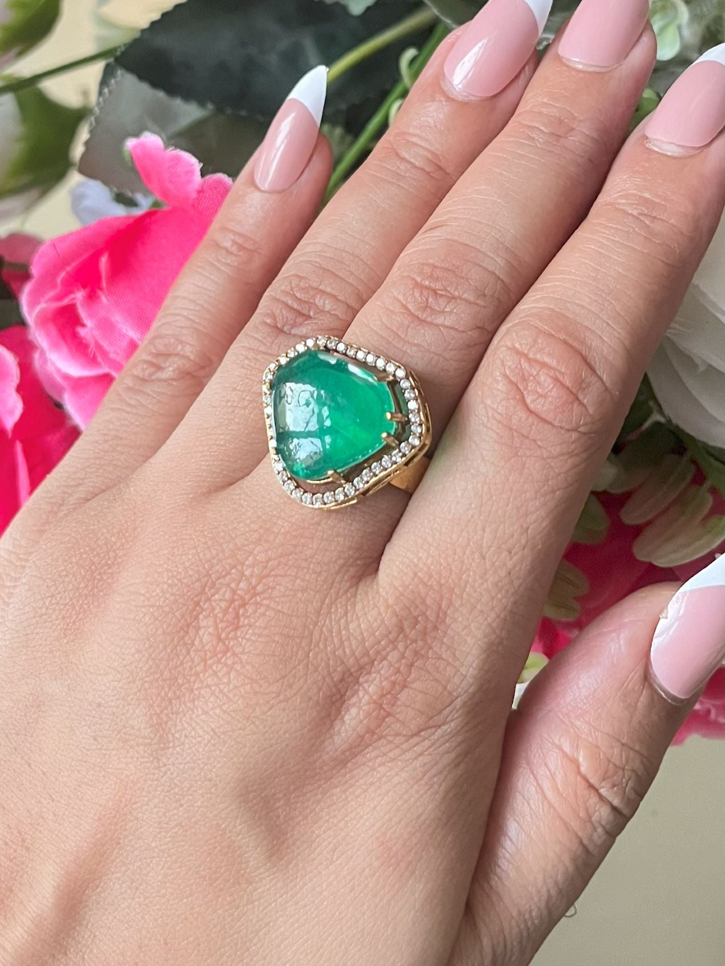 Shop Ratna Green Doublet Stone Ring In AD online in India. Shop from an exclusive range of zircon, CZ, AD, Kundan rings, solitaire ring, cocktail rings. -=